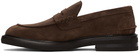 Brunello Cucinelli Brown Suede Split-Toe Penny Loafers