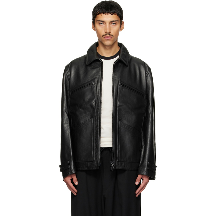 Photo: Y-3 Black Leather Blouson Jacket