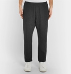 Barena - Charcoal Cropped Tapered Slub Linen and Cotton-Blend Trousers - Men - Black