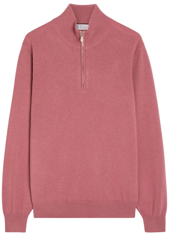 Photo: Brunello Cucinelli Half-zip Cashmere Jumper Coral