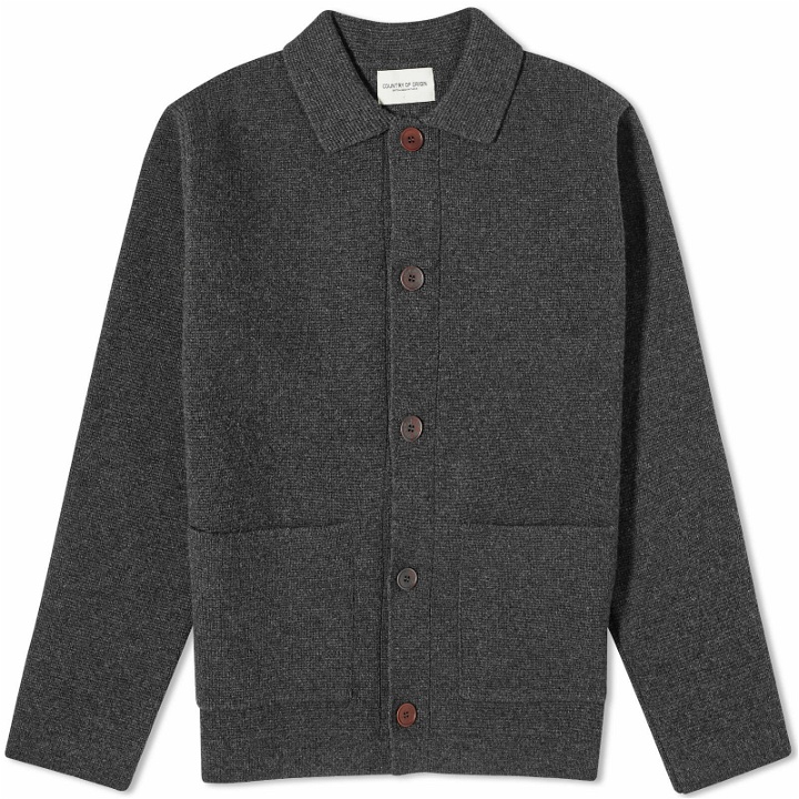 Photo: Country Of Origin Men's Knitted Chore Jacket in Charcoal