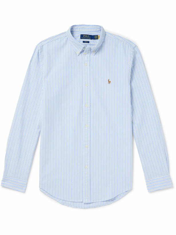 Photo: Polo Ralph Lauren - Slim-Fit Button-Down Collar Striped Cotton Oxford Shirt - Blue