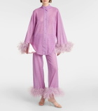 Oséree Lumière Plumage feather-trimmed shirt