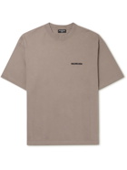 Balenciaga - Logo-Embroidered Cotton-Jersey T-Shirt - Neutrals