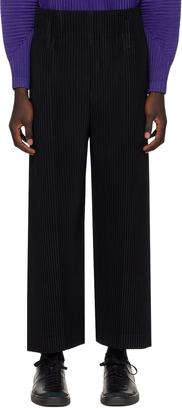 HOMME PLISSÉ ISSEY MIYAKE Black Pleats Bottoms 2 Trousers Homme