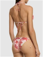VERSACE Printed Coral Lycra Triangle Bikini Top