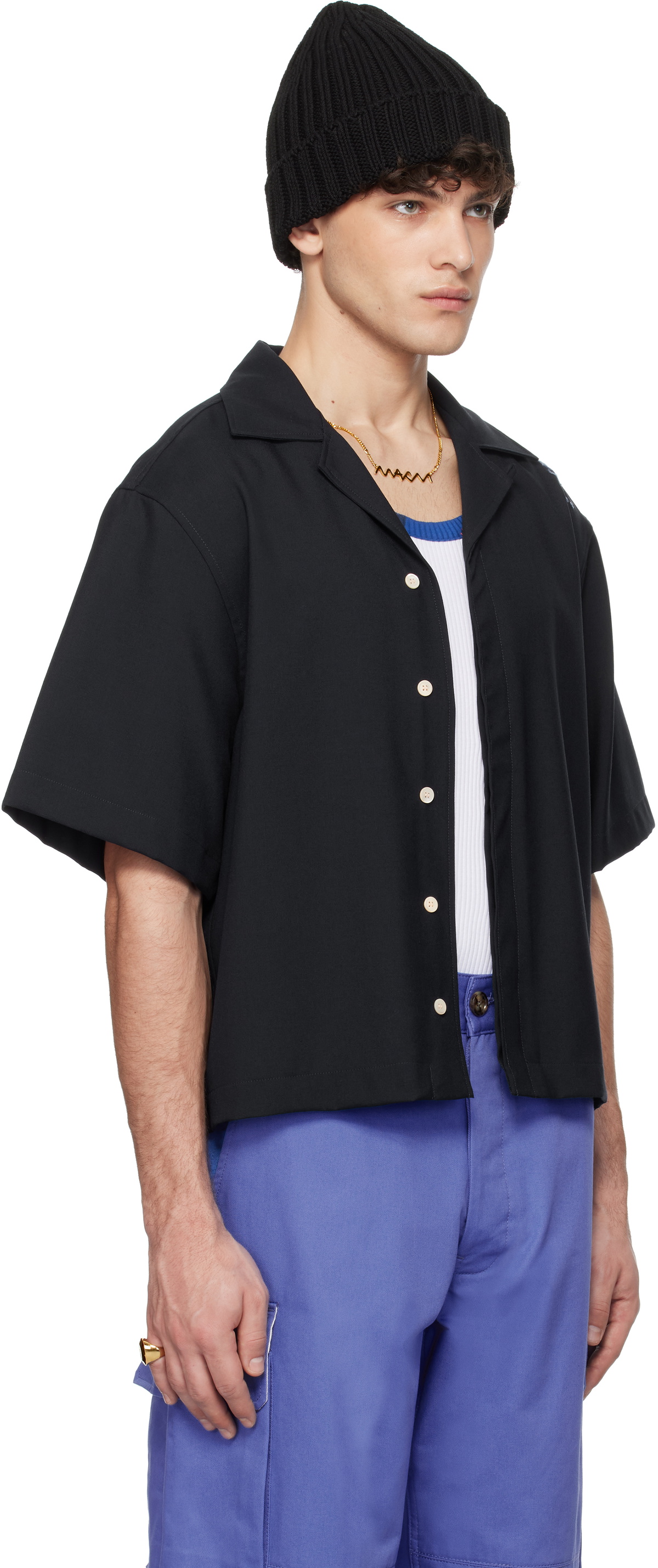 Marni Navy Tropical Wool Shirt Marni