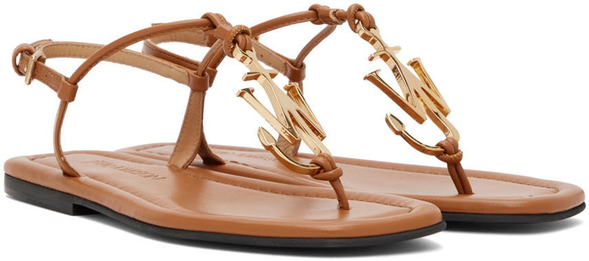 【JW ANDERSON】Logo Flat Sandals/追跡+関税+全国送料込み JW Anderson Chain Logo Grid Mules | Neutrals | FARFETCH