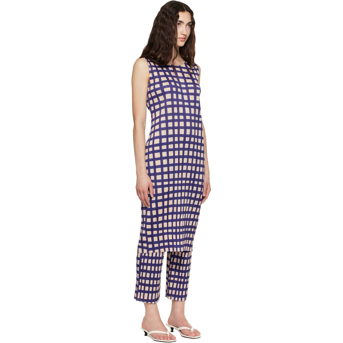 PLEATS PLEASE ISSEY MIYAKE Navy Basket Midi Dress