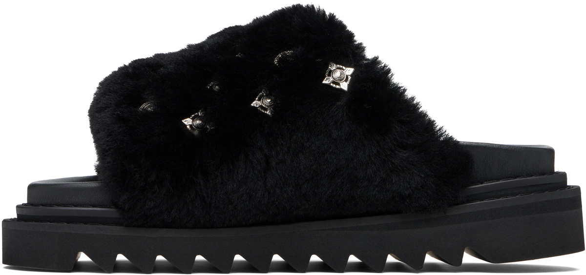 Toga Virilis Black Shearling Sandals