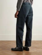 Corridor - Straight-Leg Garment-Dyed Stretch-Cotton Twill Trousers - Blue