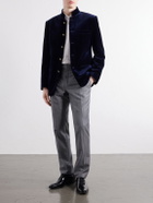 Favourbrook - Nehru Cotton-Velvet Blazer - Blue