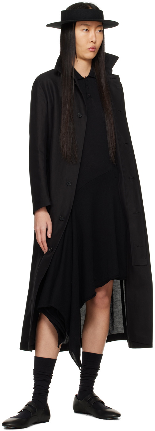 Yohji Yamamoto Black Polo Midi Dress