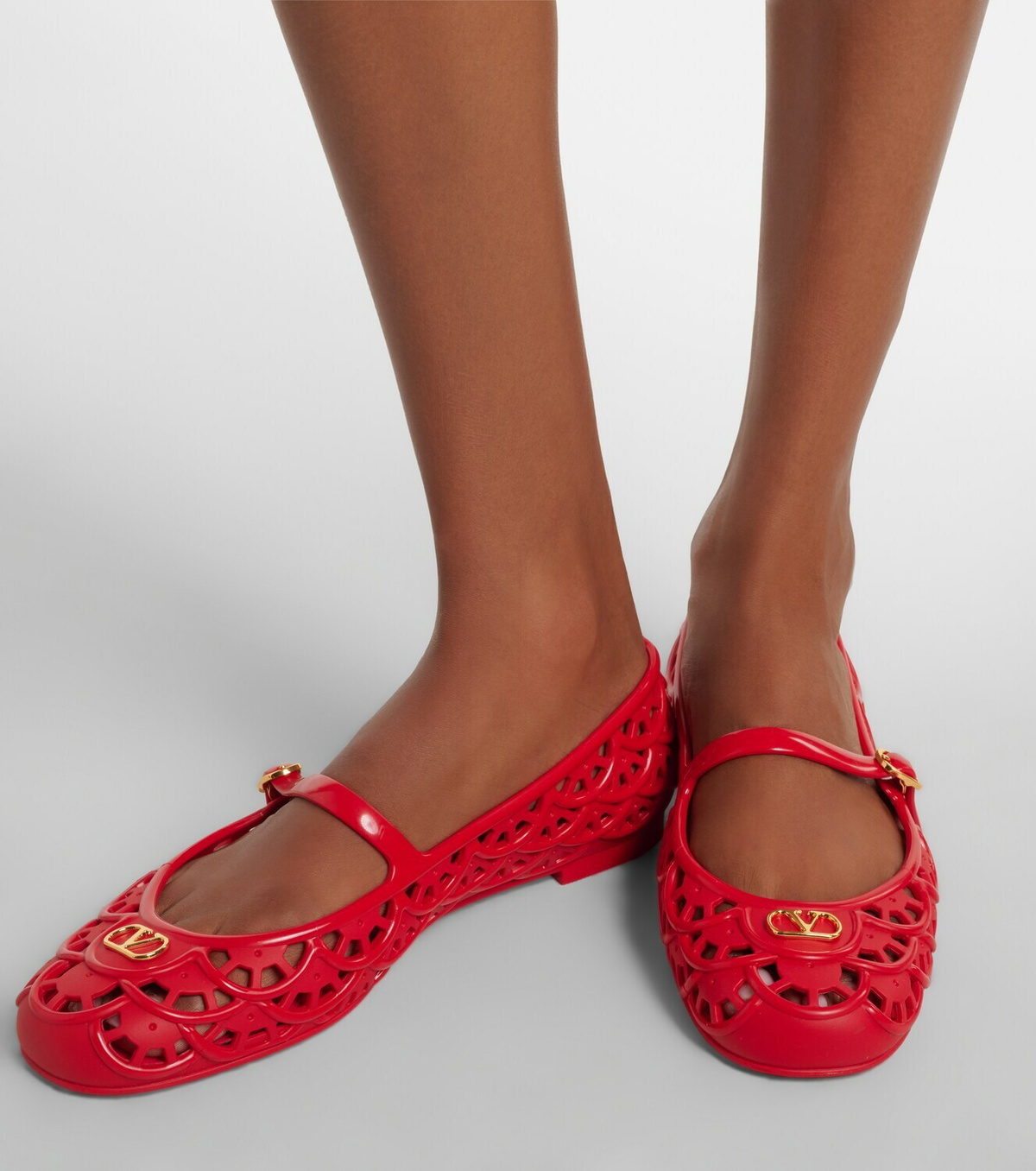 Valentino Garavani Ondette VLogo scalloped Mary Jane flats