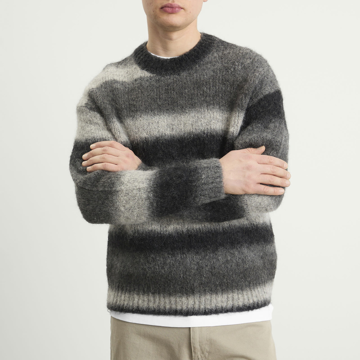 Norse Projects Men's Jonas Gradient Alpaca Sweater in Charcoal Melange