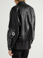 Enfants Riches Déprimés - Studded Embroidered Leather Jacket - Black