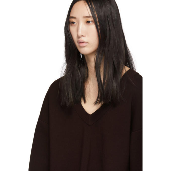 Tibi Burgundy V-Neck Cropped Sweater
