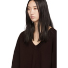 Tibi Burgundy V-Neck Cropped Sweater
