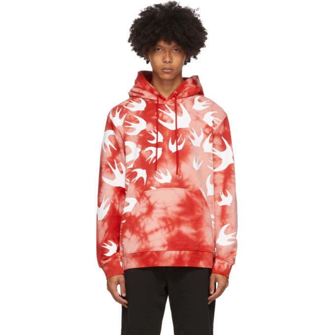 McQ Alexander McQueen Pink and Red Tie-Dye Swallows Hoodie McQ ...