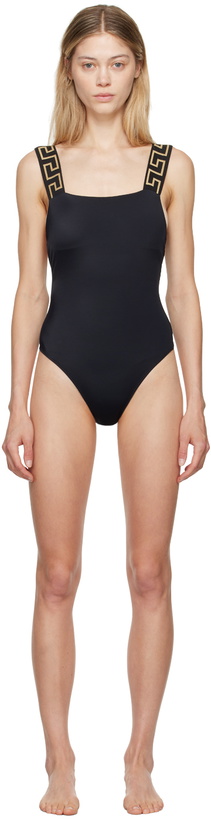 Photo: Versace Underwear Black Greca Border One-Piece Swimsuit