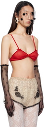 Valentino Red Silk Chiffon Bra