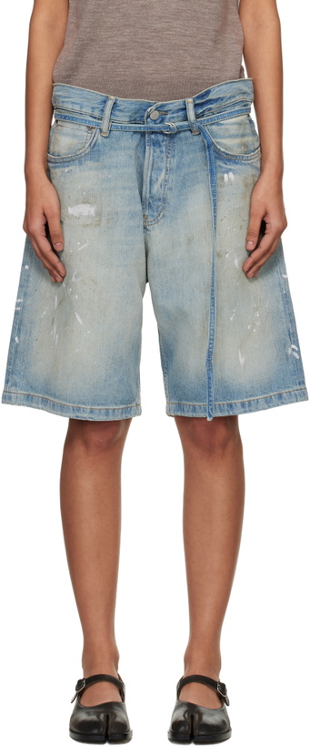 Photo: Acne Studios Blue Belted Denim Shorts