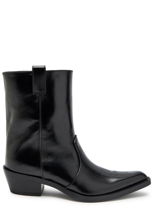 Photo: Khaite Clive 35 Leather Ankle Boots Black
