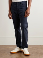 Purdey - Slim-Fit Straight-Leg Cotton-Blend Twill Trousers - Blue