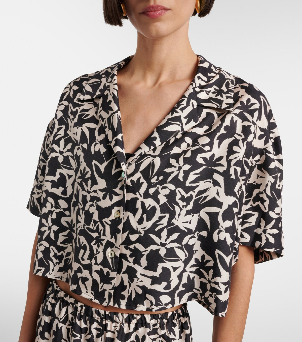 Asceno Lincoln printed cropped silk twill shirt