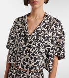 Asceno Lincoln printed cropped silk twill shirt