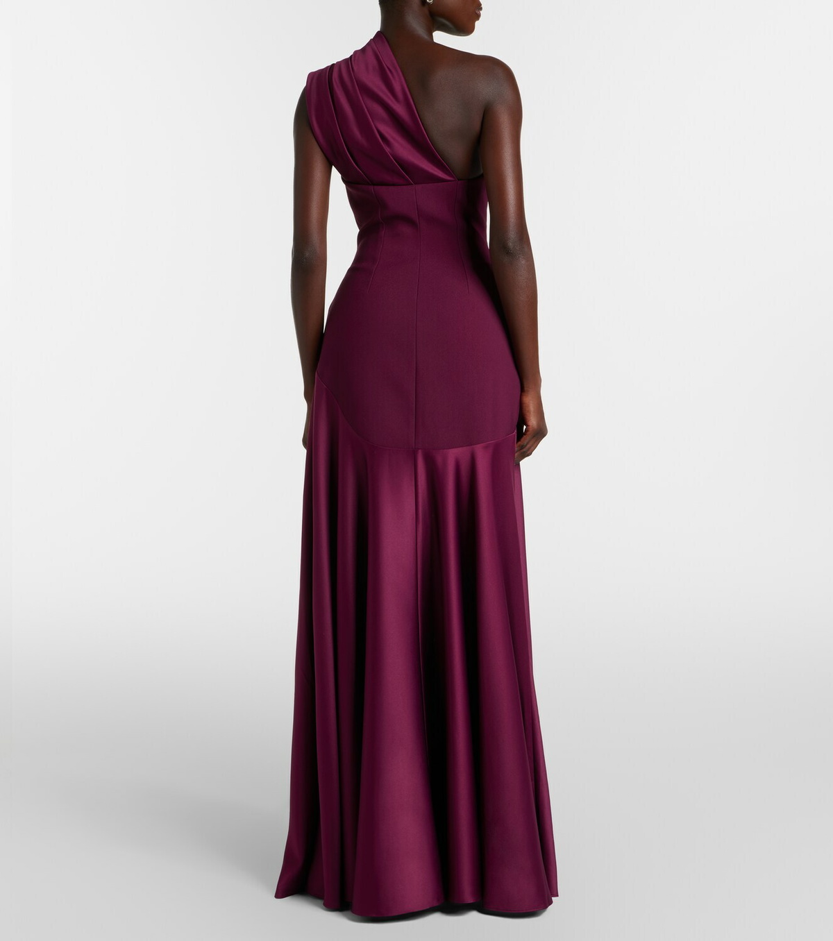 Solace London Gabriela draped one-shoulder satin gown