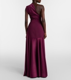 Solace London Gabriela draped one-shoulder satin gown