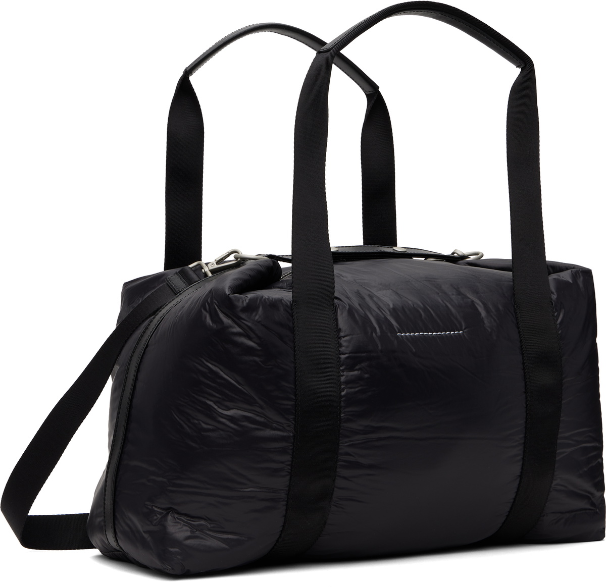 MM6 Maison Margiela Black Crunched Weekend Duffle Bag MM6 Maison