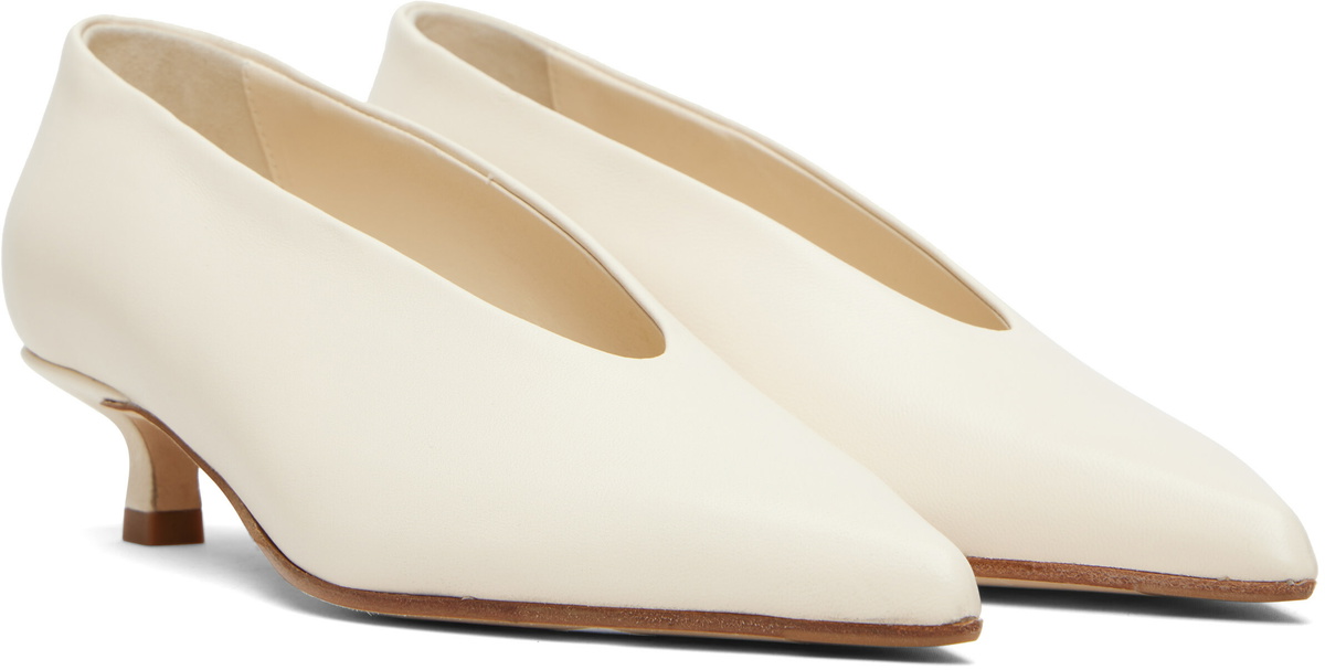 Aeyde Off-White Clara Pointed-Toe Heels