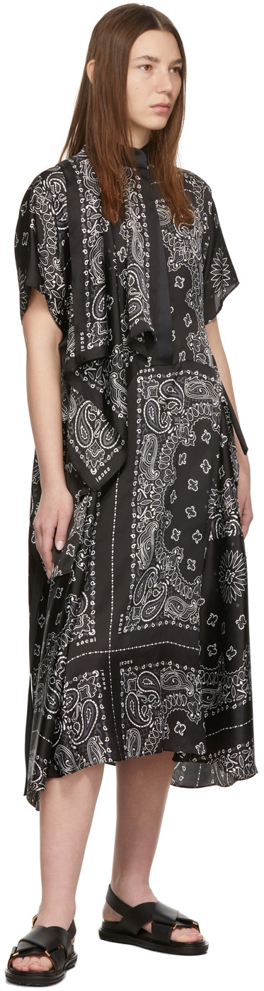 Sacai Black Bandana Print Mid-Length Dress Sacai