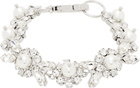 Simone Rocha Silver Faux-Pearl & Crystal Daisy Floret Bracelet