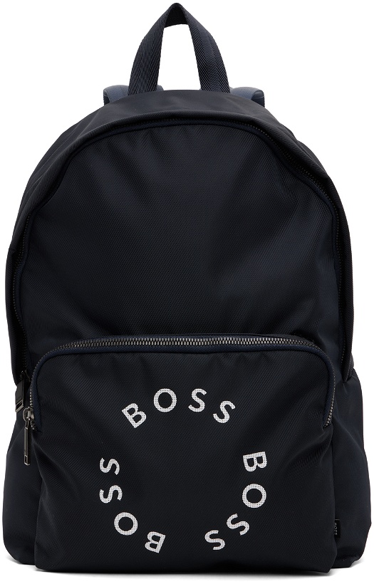 Photo: BOSS Navy Circular Logo Backpack