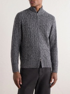N.PEAL - Cable-Knit Cashmere Zip-Up Sweater - Gray