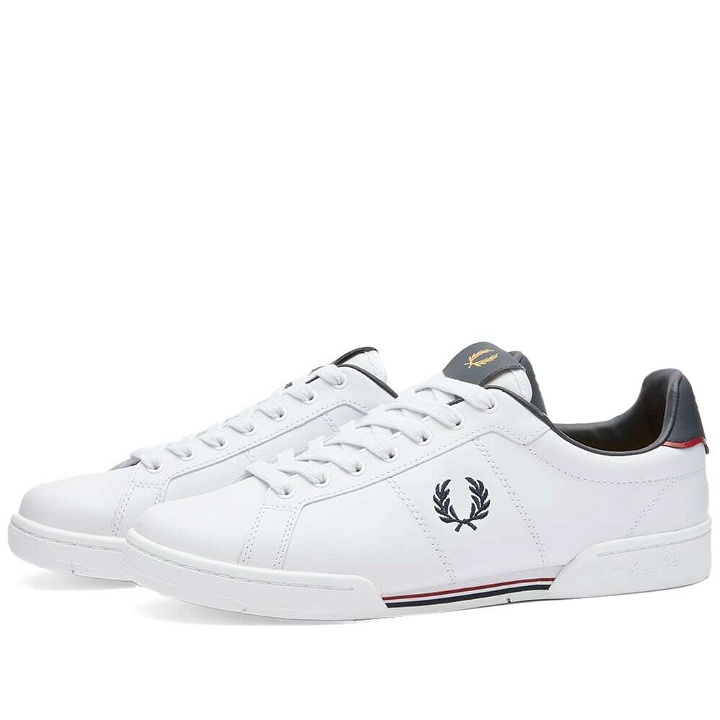 Photo: Fred Perry Men's Authentic B722 Spencer Leather Sneakers in White/Navy