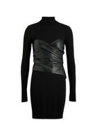 Nanushka Noleny Fine-knit and Faux Leather Mini Dress Black