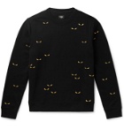 Fendi - Peekaboo Embroidered Cotton-Jersey Sweatshirt - Black