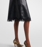 Magda Butrym Lace-trimmed leather midi dress