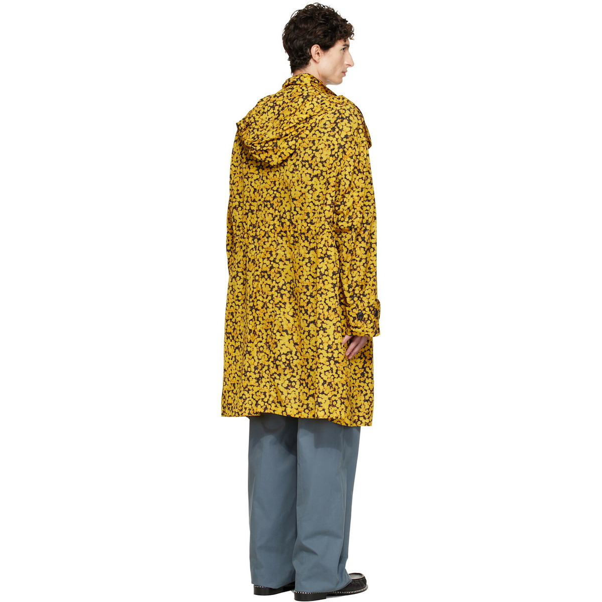 Dries Van Noten Yellow Oversized Printed Parka Coat