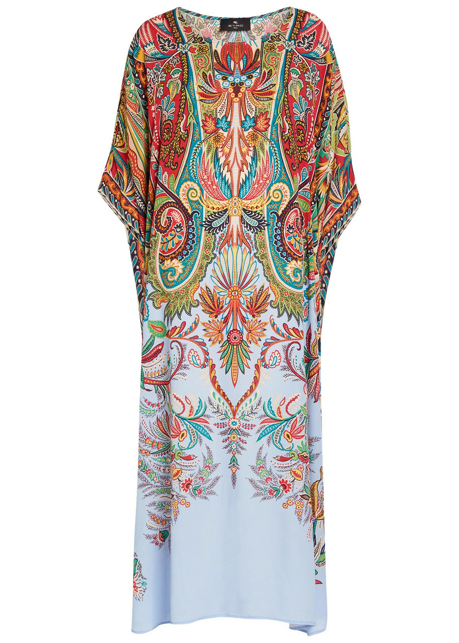 Etro Printed Crepe Midi Beach Dress Multicoloured