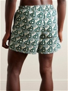 Casablanca - Slim-Fit Mid-Length Appliquéd Logo-Print Swim Shorts - Green