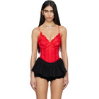 SHUSHU/TONG Red Ruched Bustier Cami Bodysuit