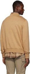 Ralph Lauren Purple Label Beige Fleece Madison Crewneck Sweatshirt
