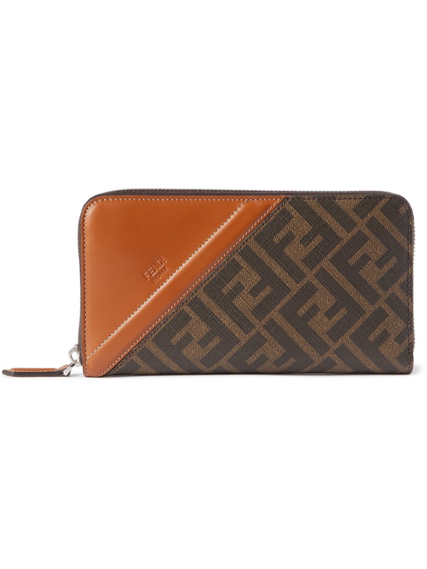 Photo: FENDI - Leather-Trimmed Monogrammed Canvas Zip-Around Wallet