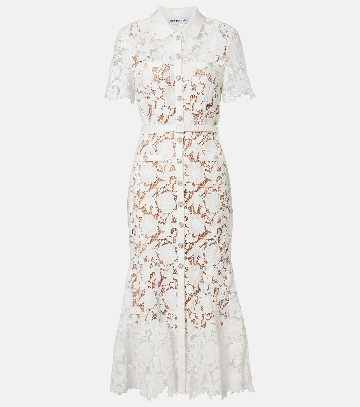 Self-Portrait Belted lace shirt dress