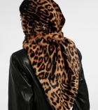 Nour Hammour Foulard leopard-print shearling scarf